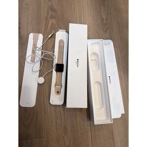 Apple Watch Series 3 38mm Gold Aluminum Case With Pink Sand Sport Band & Charger